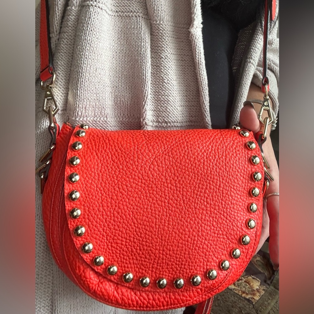 Authentic REBECCA MINKOFF Studded pebbled soft  Leather Flap Crossbody Bag